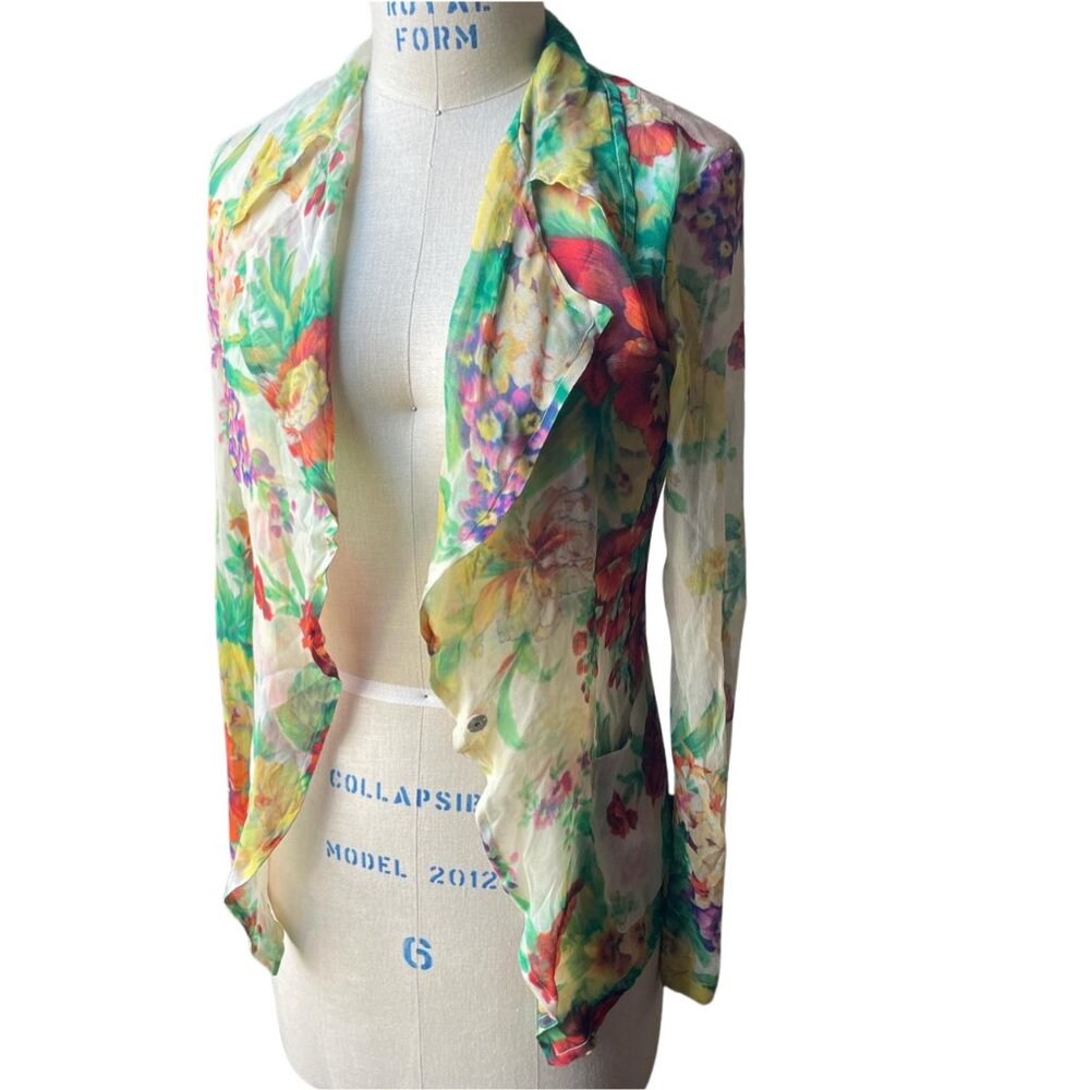 Drives Van Noten SZ Small Floral sheer 100% silk jacket